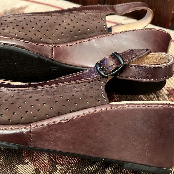 La Plume Leather Open Toe Sling Back Sandals Brown Ladies size 38 - Picture 9 of 16